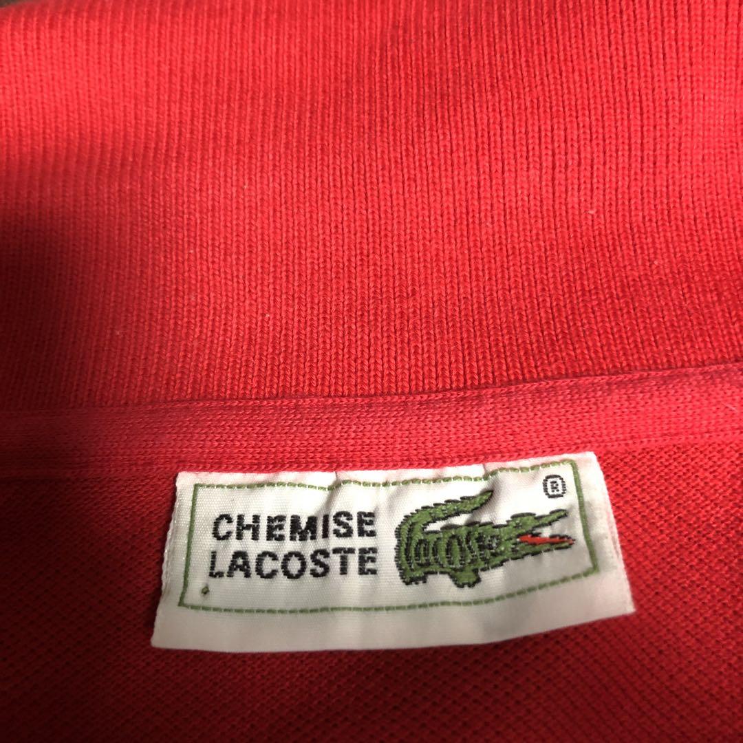 90'S LACOSTE ラコステ ポロシャツ 長袖 L1312 5 L 赤