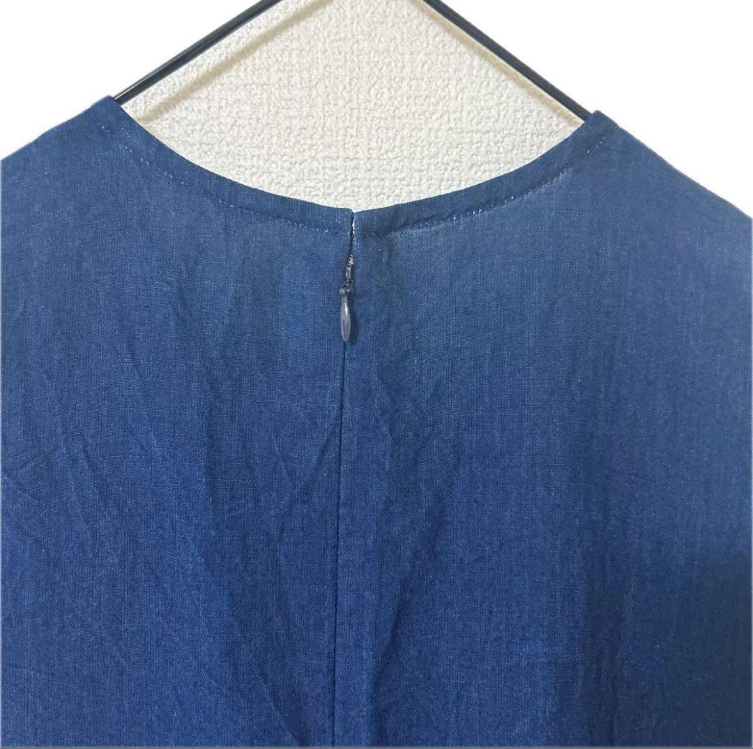 【美品】ハンズオブクリエイション ワンピース 麻 リネン100% フレア ロング