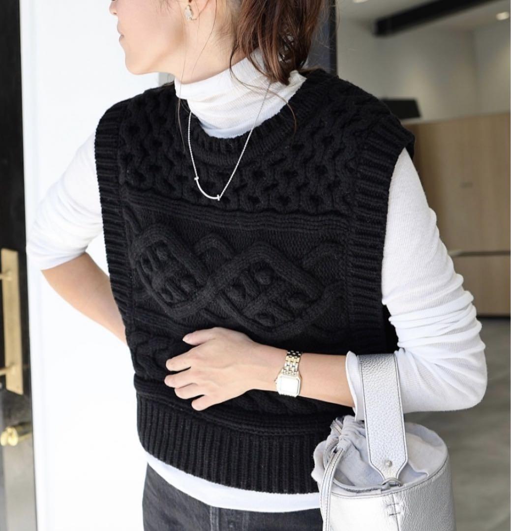 gypsohila ジプソフィア Popcorn Knit 黒 ベスト