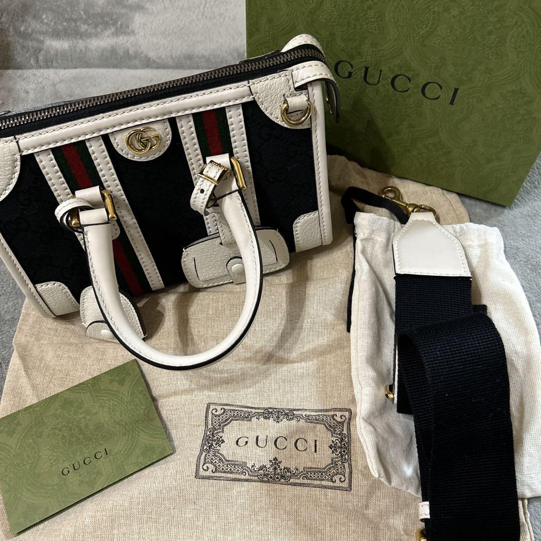 【関税込/国内発】GUCCI モノグラム ストライプショルダーバッグ オフィディア〕ウェブ ストライプ付き スモール クロスボディ