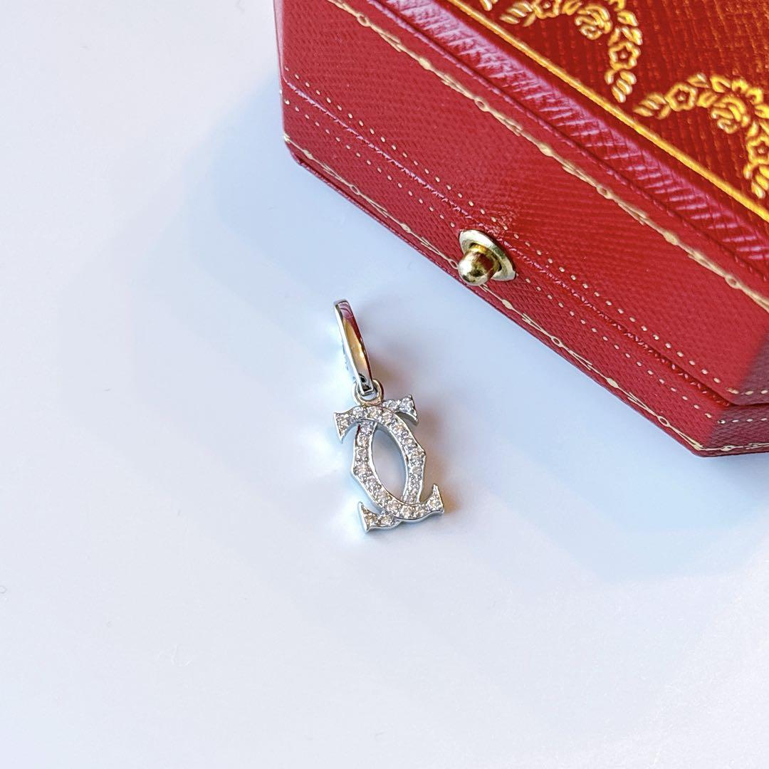 美品❣　カルティエ　2C ダイヤ　ホワイトゴールド　チャーム　ペンダントトップ