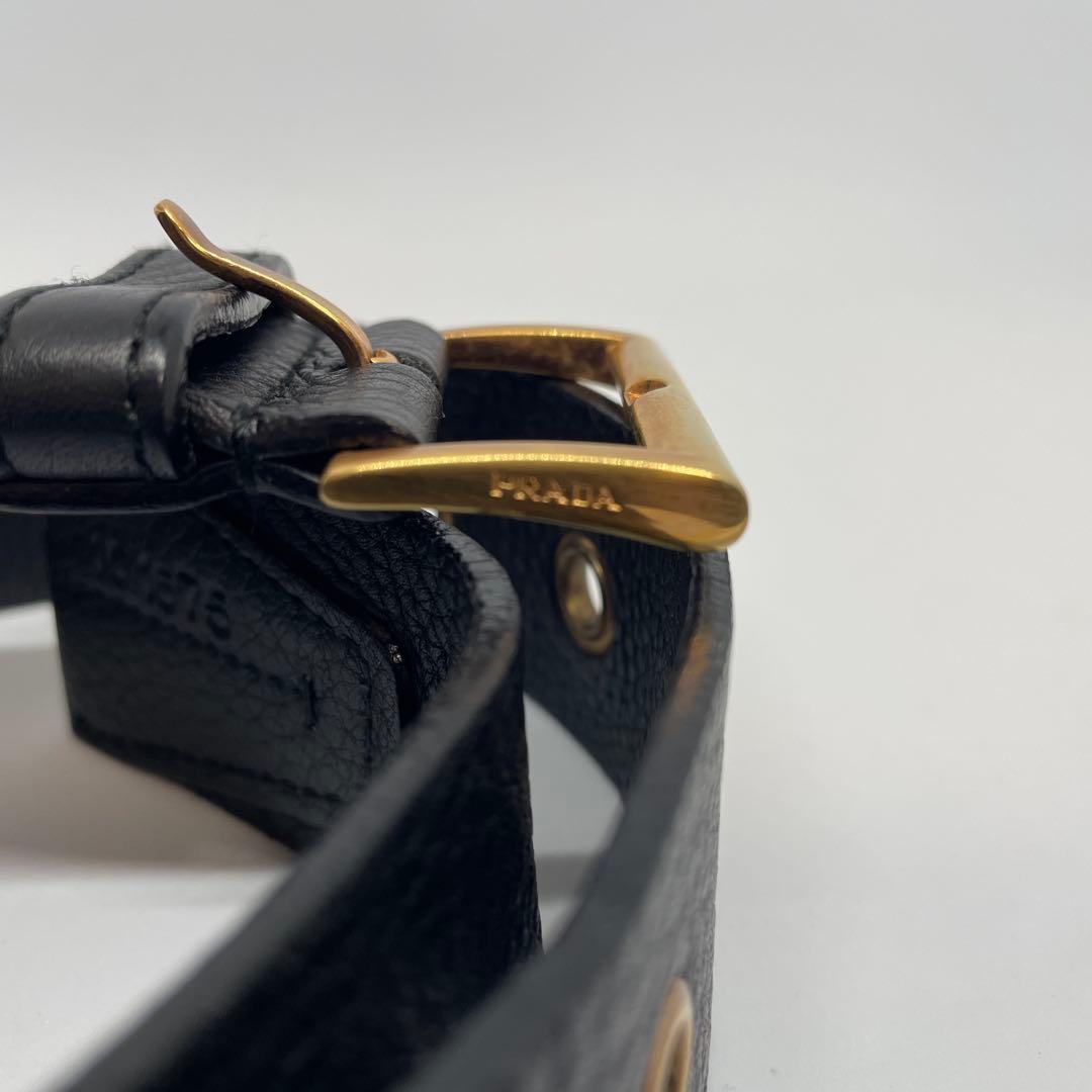 希少✨PRADA プラダ レザーベルト ゴールドバックル 黒 1C 1675 - メルカリ