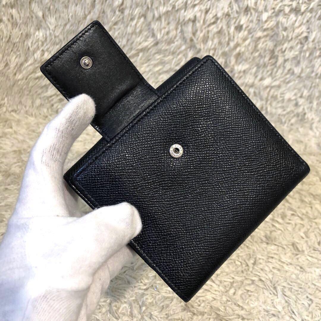 未使用級✨ブルガリ レザー二つ折り財布 ブラックメンズ