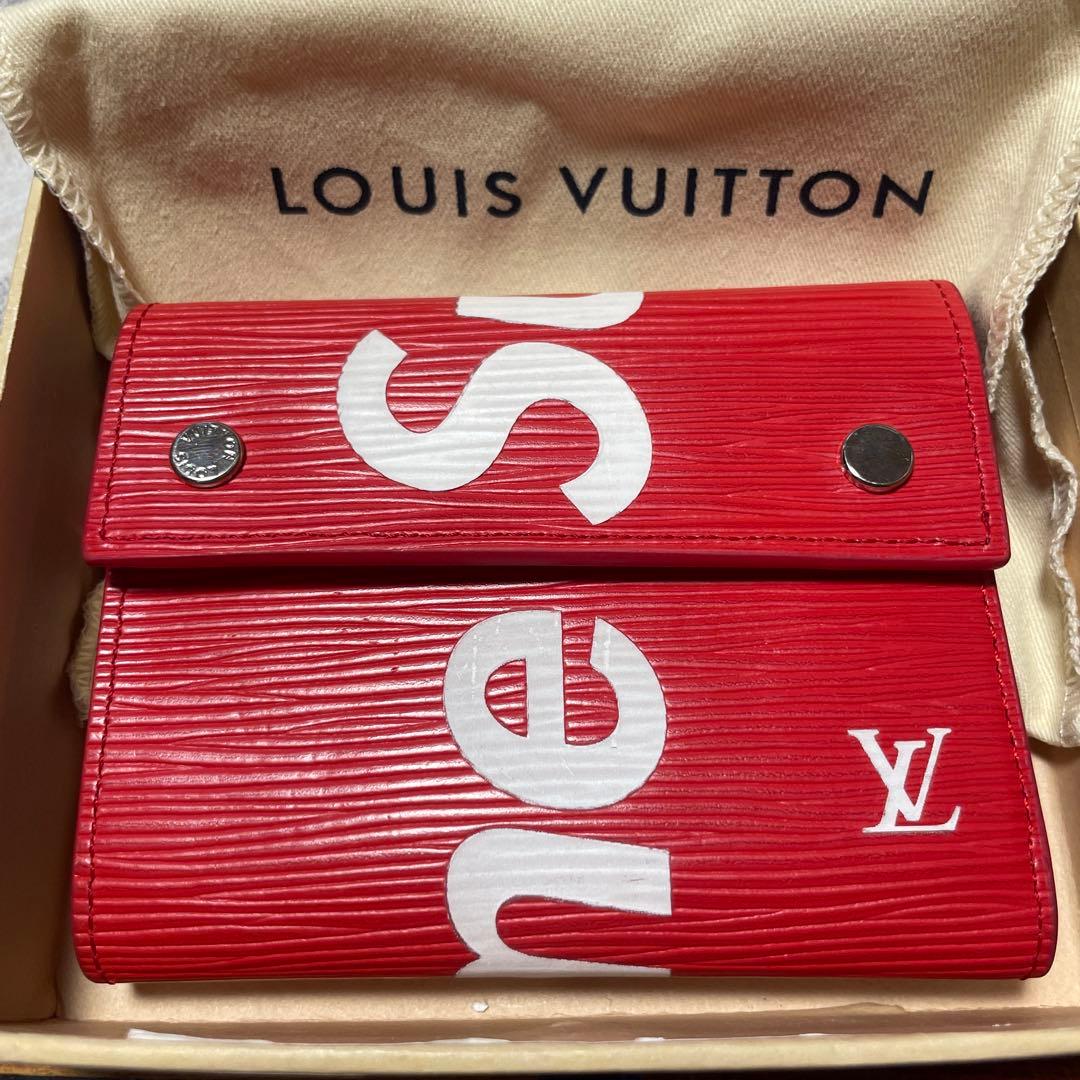 LOUIS VUITTON supreme 三つ折り財布 レッド