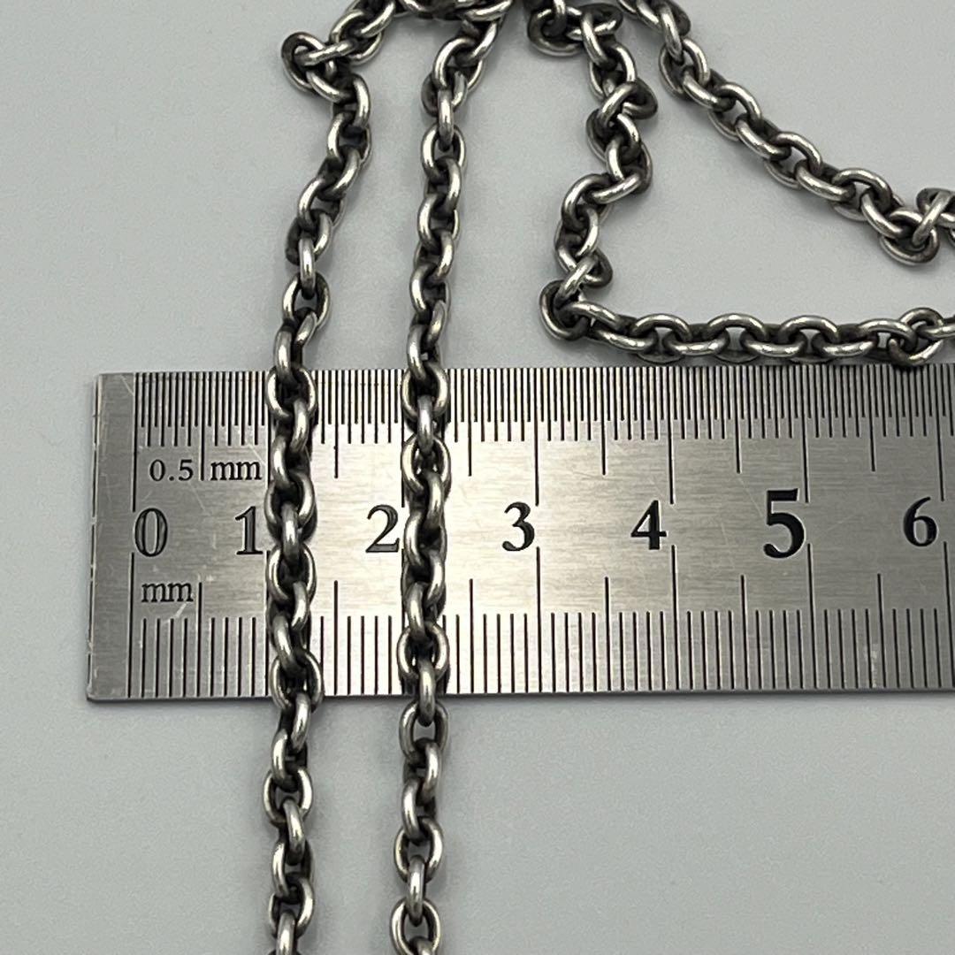 シルバー925 あずきチェーン 55cm 4mm 丸 太め 燻し
