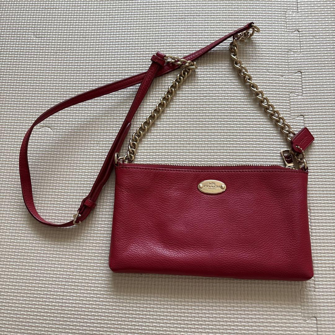 COACH 赤 レザー ショルダーバッグ