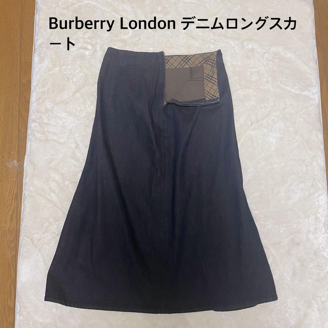 大きいサイズ BURBERRY バーバリー ブラックデニムロングスカート40