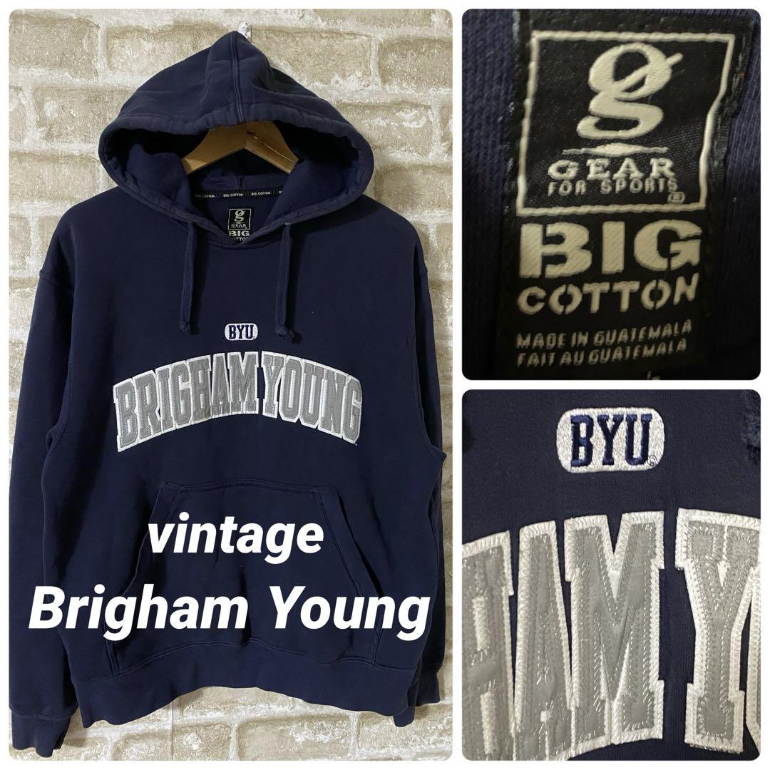 パーカーbravestoreビンテージ　gear メンズM パーカー　BYU ブリンガムヤング　ロゴパーカー