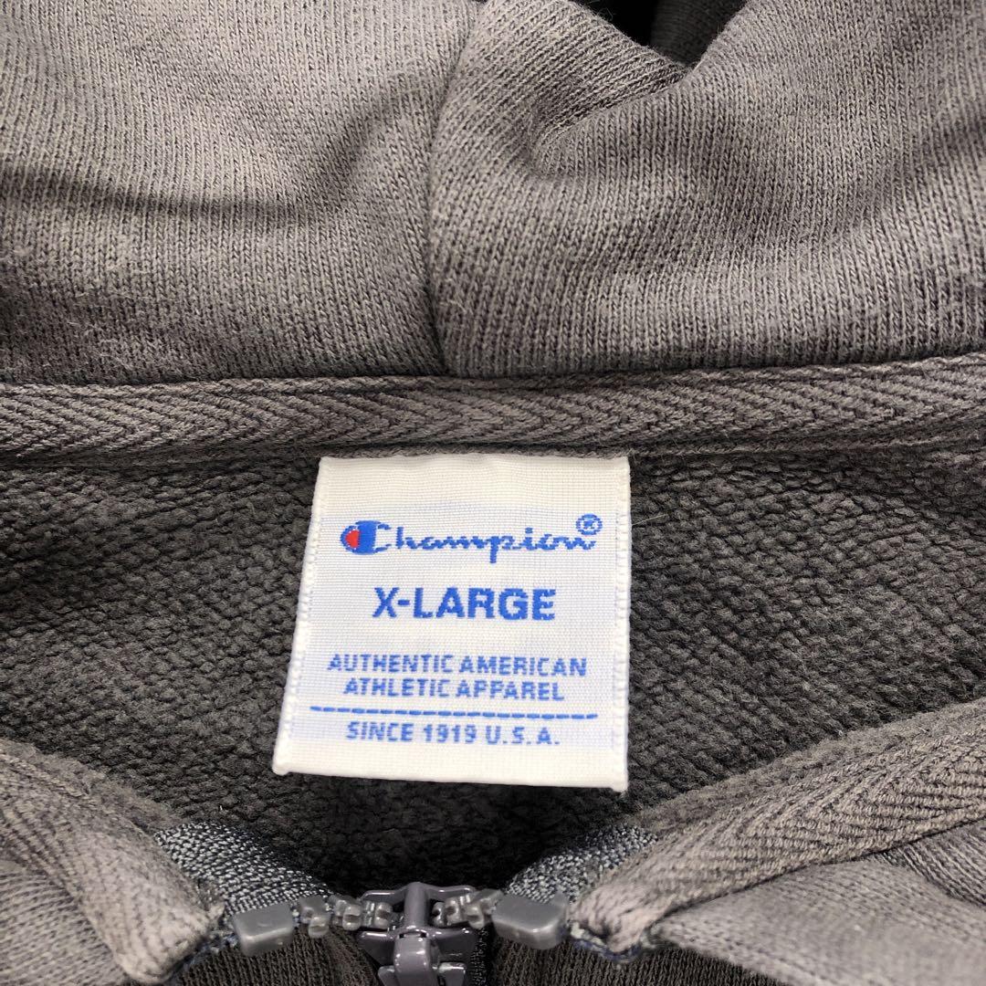 Champion フェードグレー ジップアップパーカー　メンズXL