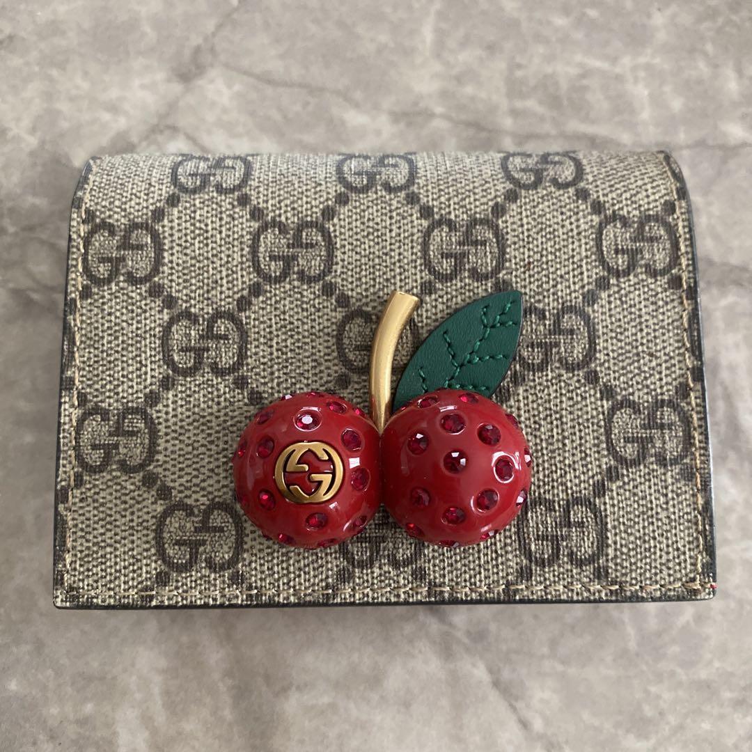 GUCCI　グッチ　二つ折り財布　チェリー　インターロッキング　GGスプリーム