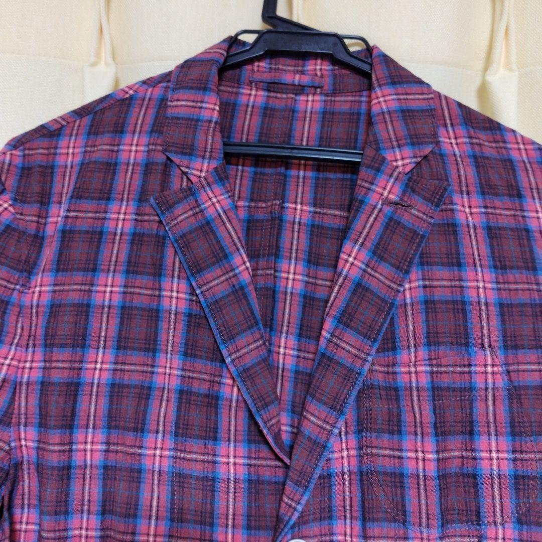 本物の レア 赤系チェック柄 リネン100％ ロロピアーナ LARDINI ジャケット・アウター