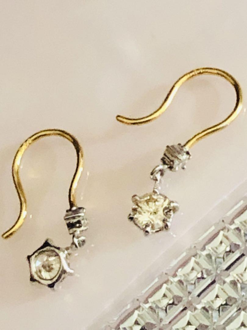 K18 ✧YGWG 天然ダイヤモンドピアス0.66ct /コンビ フックタイプ