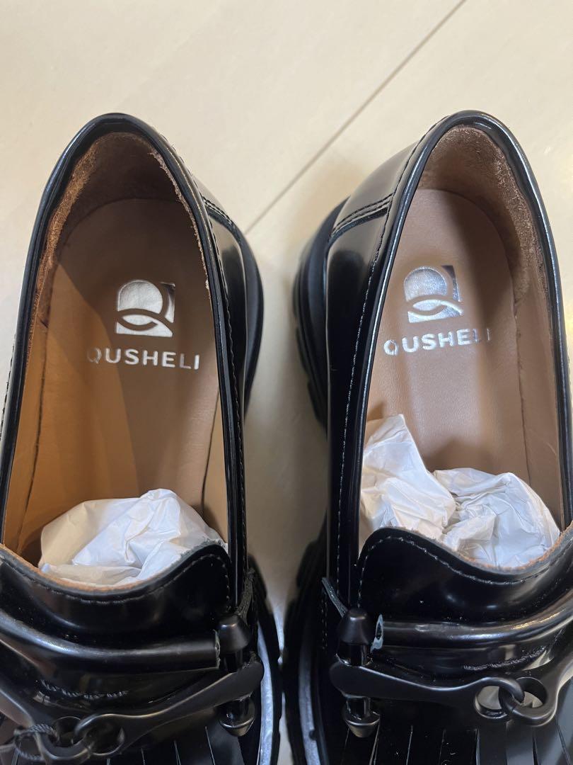 「QUSHELI」黒 ローファー 厚底❤️