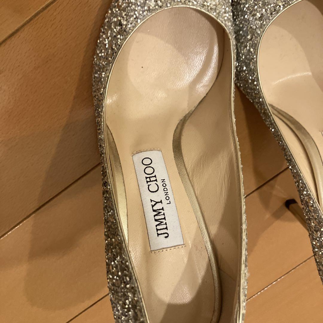 JIMMY CHOO シルバー グリッター　ハイヒールパンプス