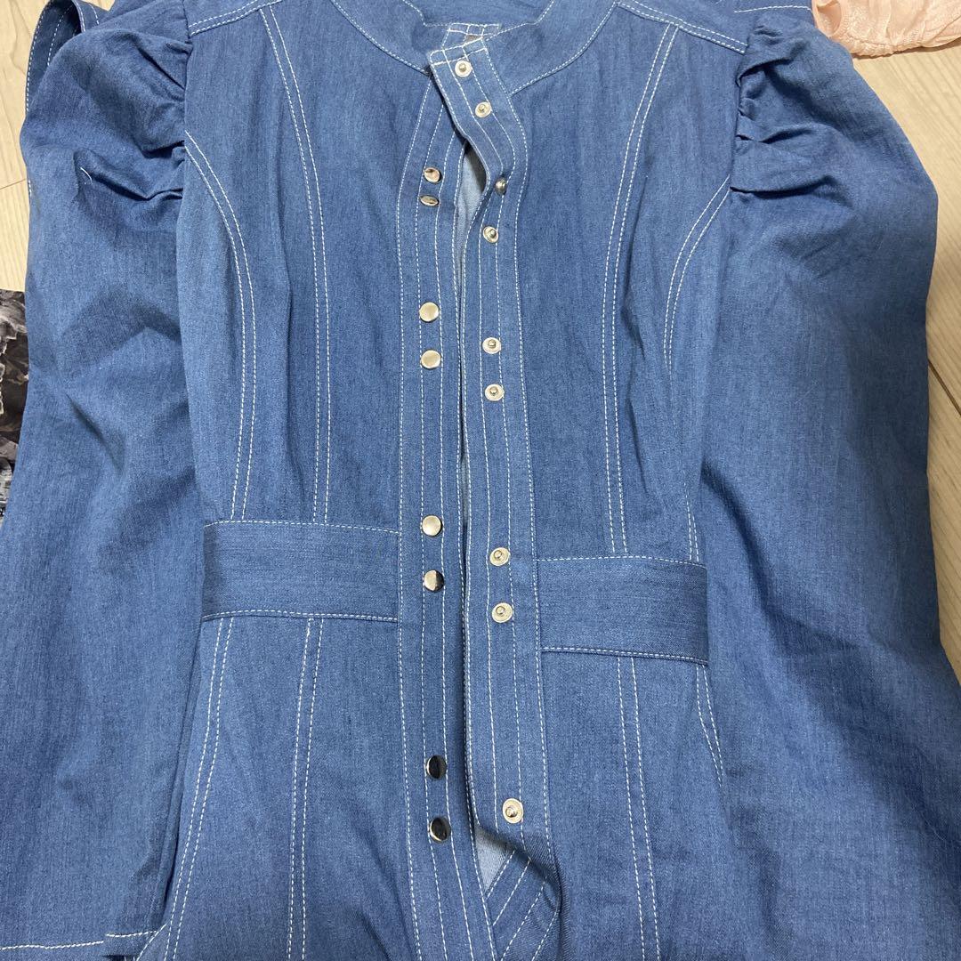 herliptoデニム風ブルーシャツワンピース
