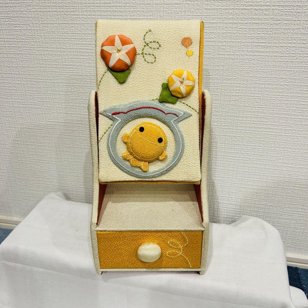 ちりめん日本お土産　鏡　収納付き　ドレッサー鏡