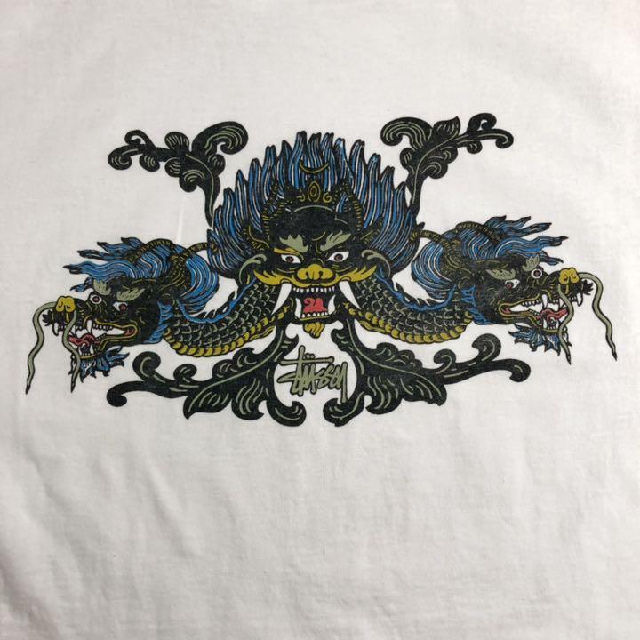 90s STUSSYステューシー 龍 プリント 半袖Tシャツ 90年代 ドラゴン