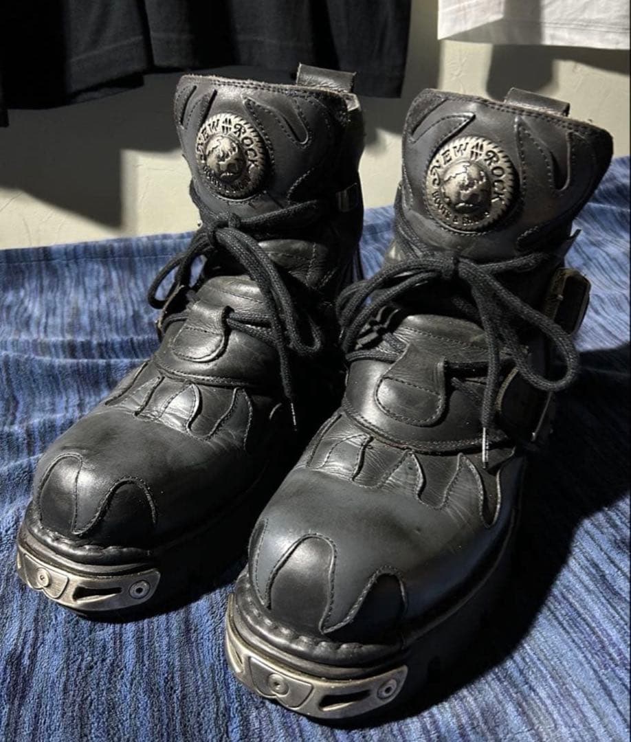 NEW ROCK ファイヤーパターン 黒 ハイカット ブーツ