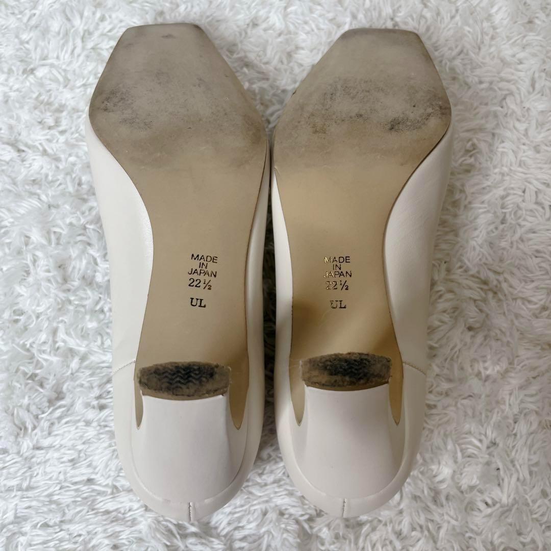 ✨美品✨ ダイアナ スクエアトゥ ホワイト バックル パンプス ハイヒール