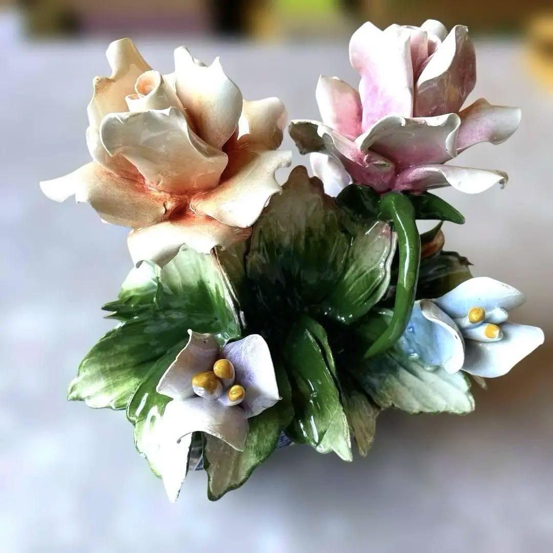 イタリア製　陶花　カポディモンテ　CAPODIMONTE 薔薇　バラ