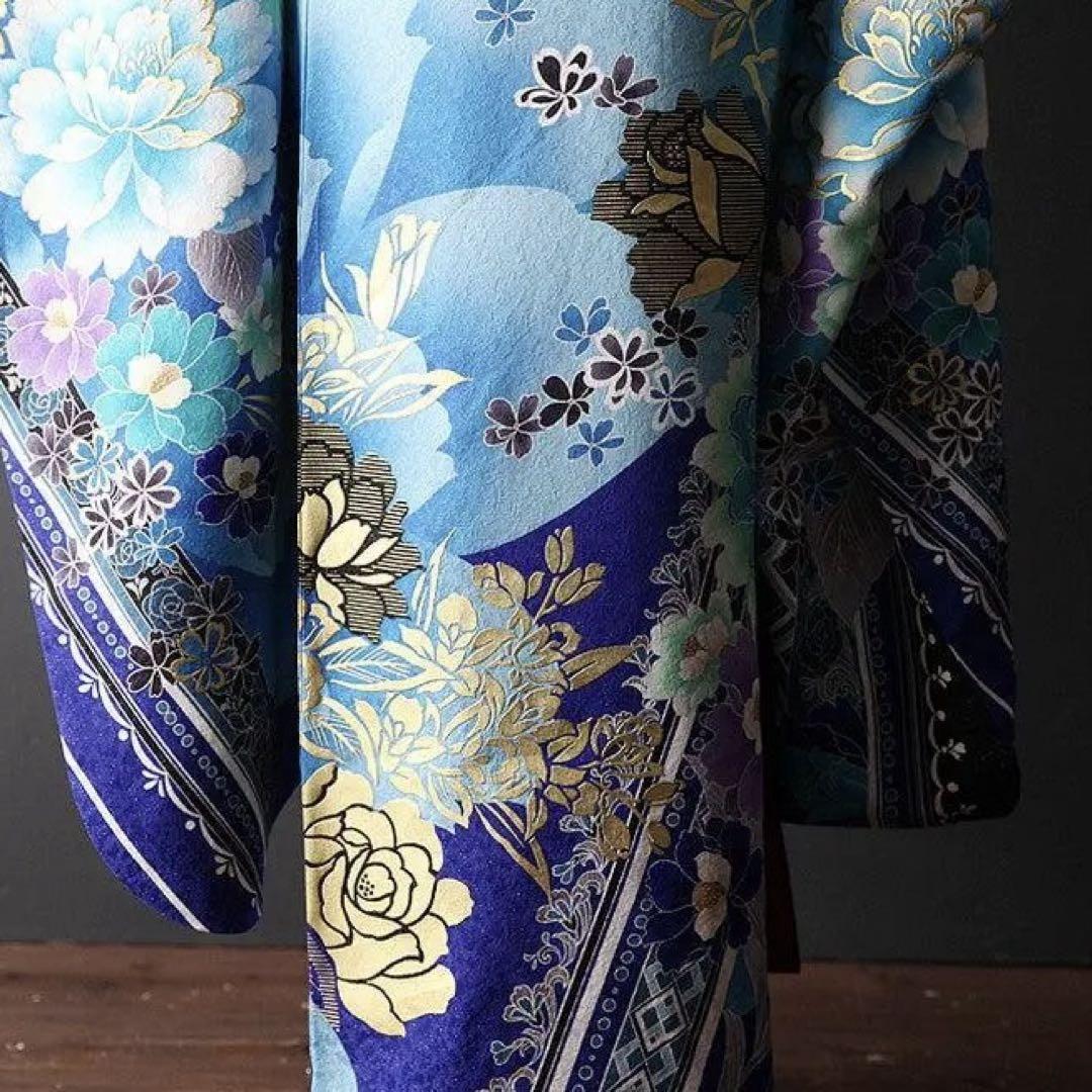 楽天市場】【成人式 振袖 レンタル】RS1429 正絹 青 熨斗に菊花