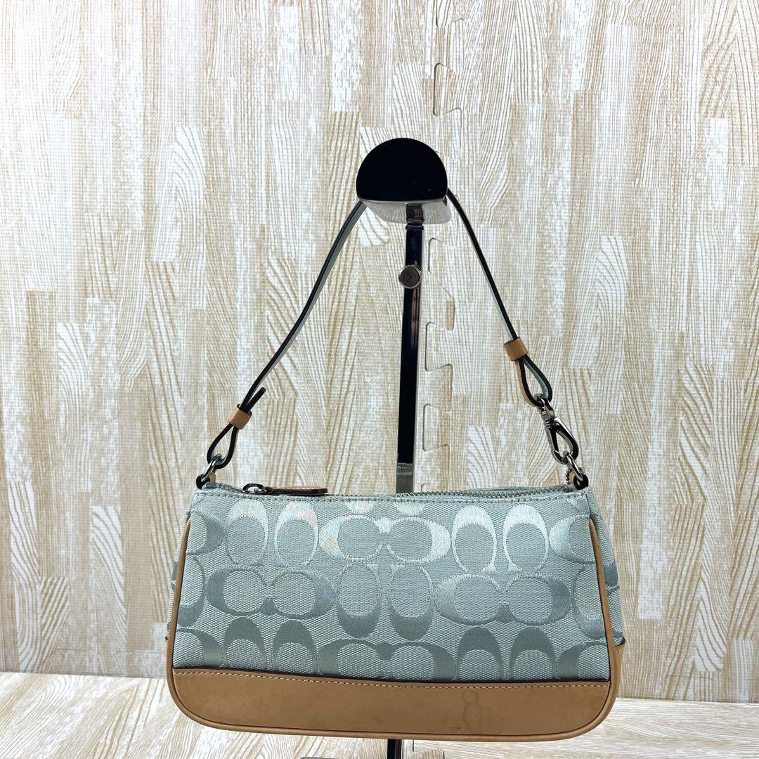 希少✨ COACH コーチ アクセサリーポーチ ライトブルー ベージュ 6094