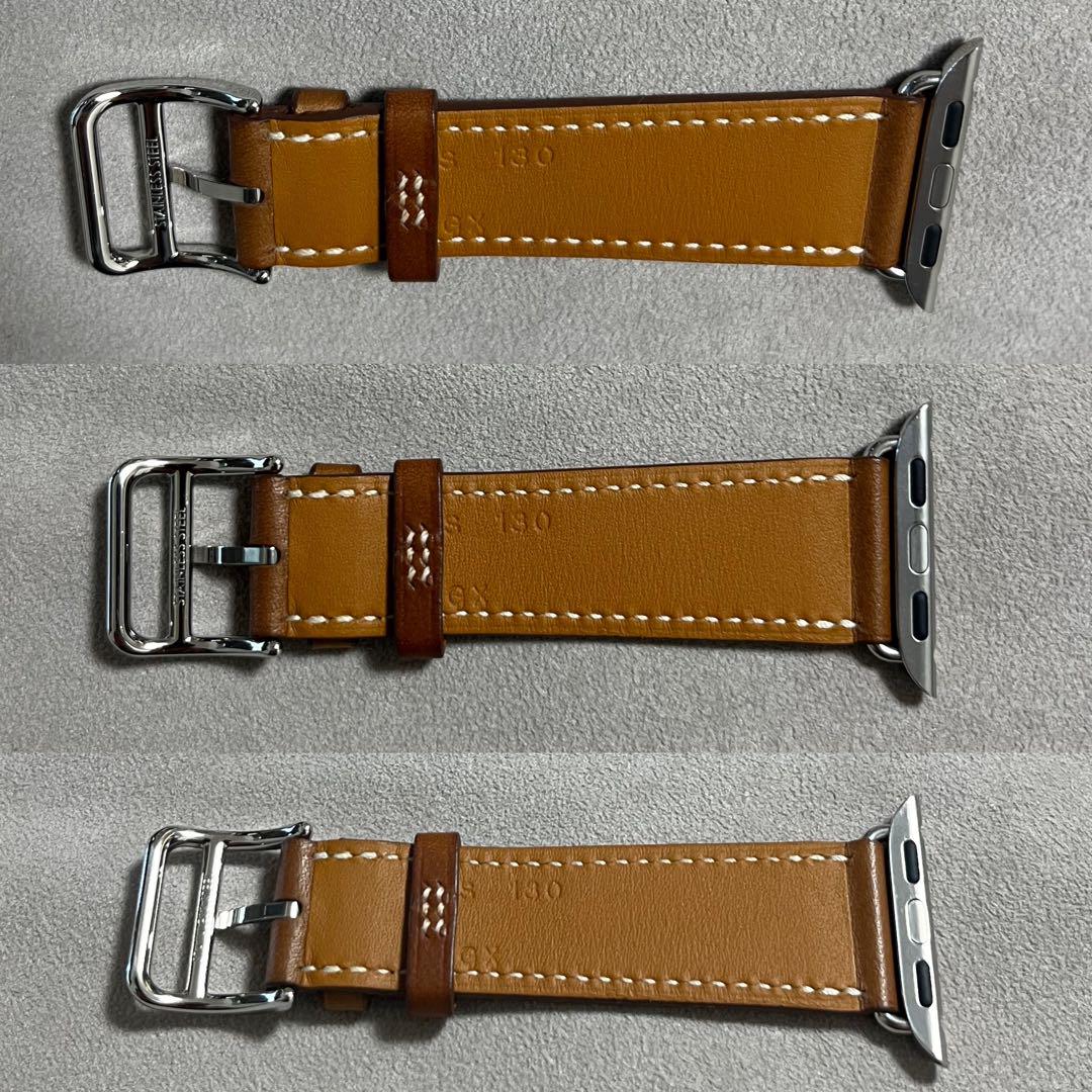 美品 ブラウン 茶 レザー ベルト アップル エルメス Apple HERMES