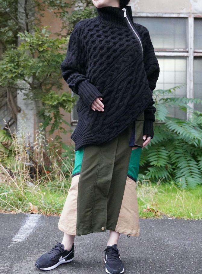 SACAI Grosgrain Skirt（ オリーブグリーン）