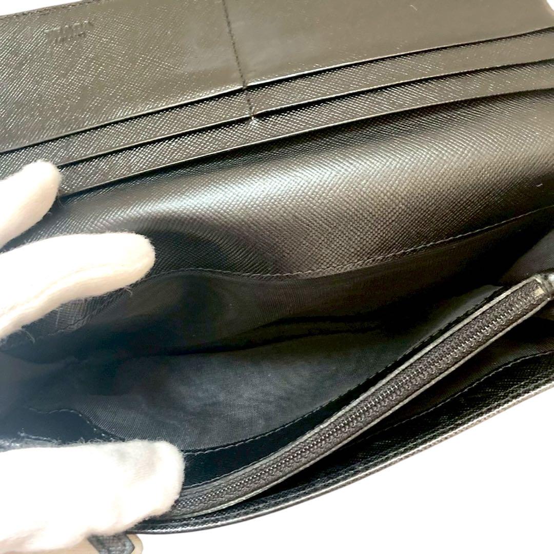 プラダ PRADA 長財布 2つ折り サフィアーノ 三角ロゴ ブラック
