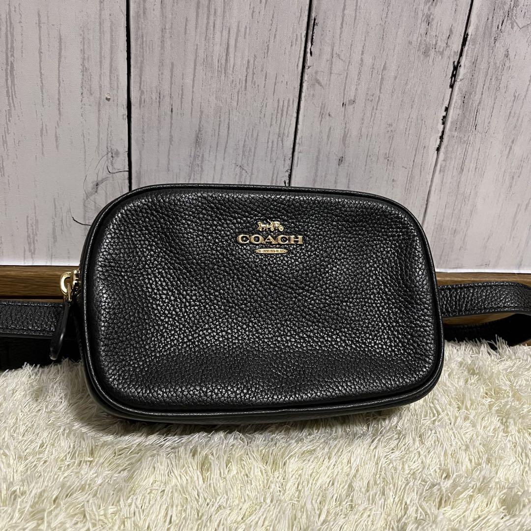 COACH(コーチ) ウエストポーチ 39938 黒 ブラック レザー