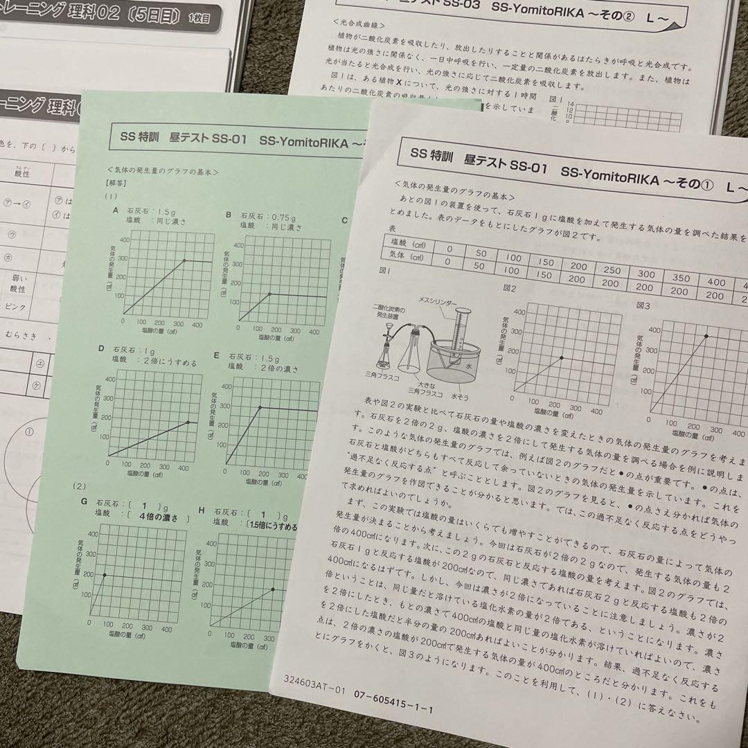 サピックス理科　夏期集中希望校練成特訓(開成) ディリートレーニング　昼テスト