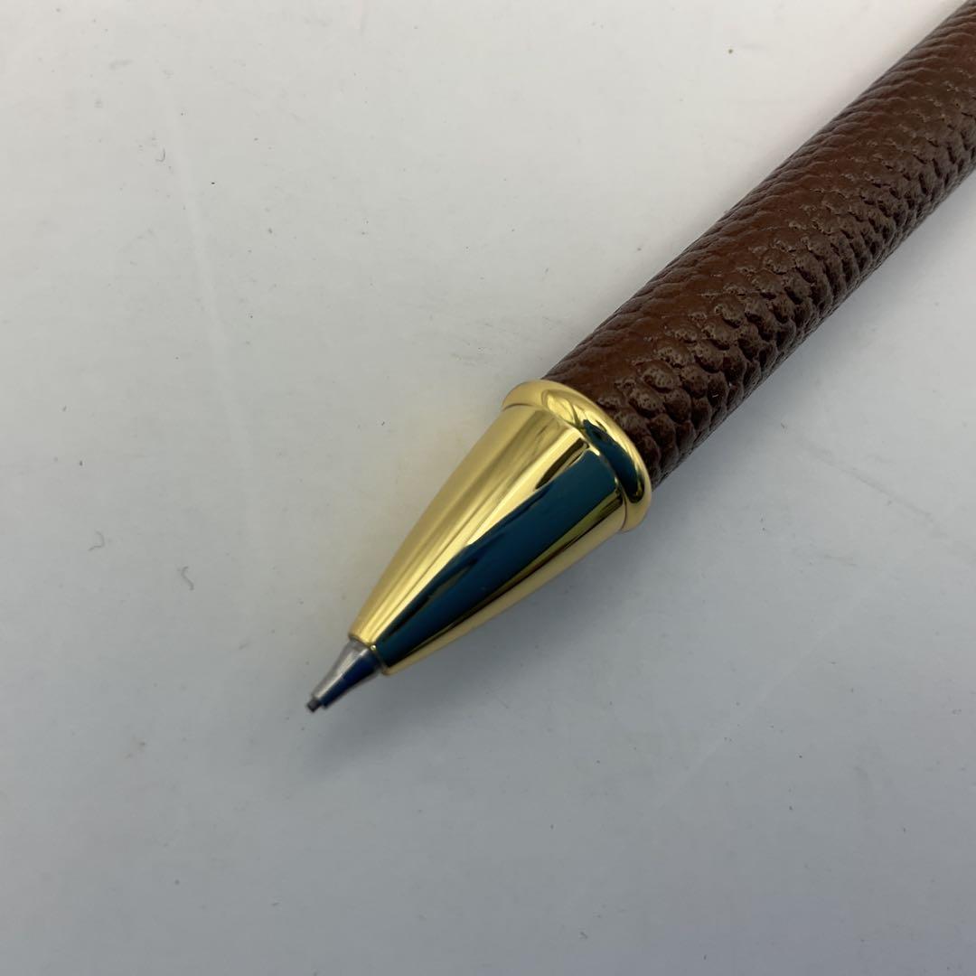 女性が喜ぶ♪ 未使用品】三菱 シャープペンシル 本革製 ゴールド エクシード 6 筆記具