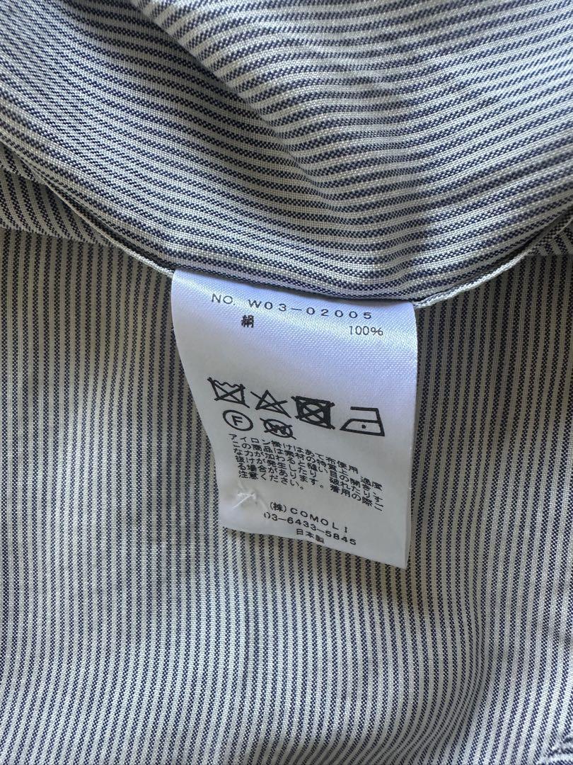 comoli 22aw シルクストライププルオーバーシャツ 画像5