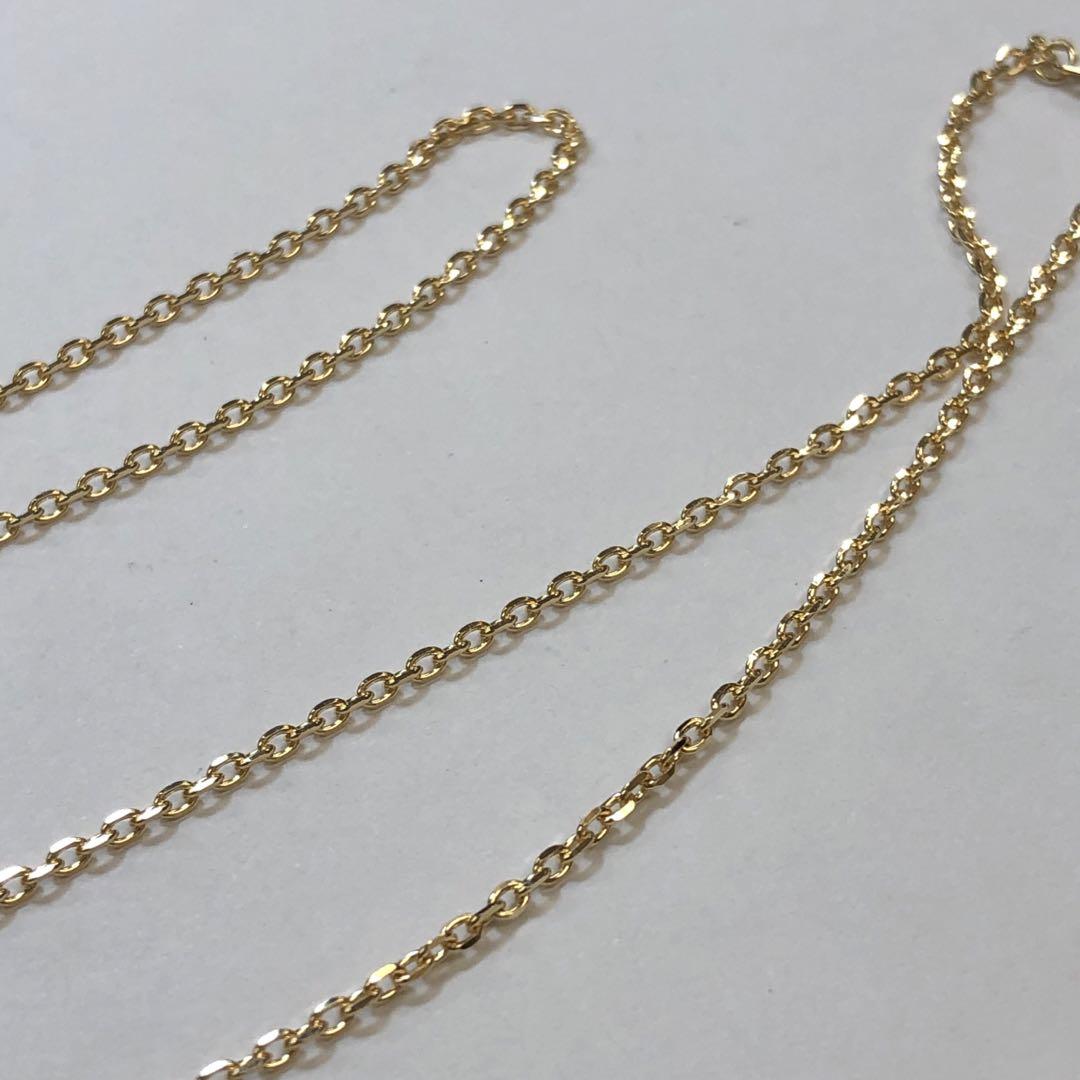 K18 1.3mm幅 カットアズキネックレス　50センチ 18金イエローゴールド
