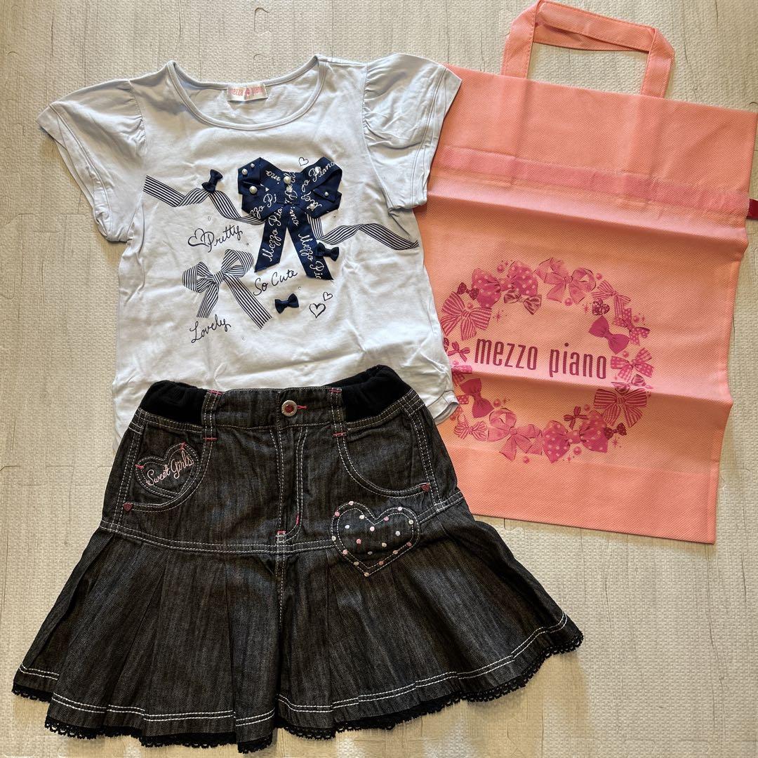 mezzo piano Tシャツ130cm、スカートS 140cm、ギフトバッグ