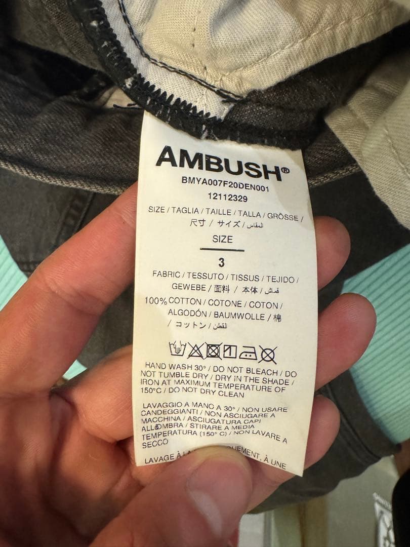 【AMBUSH】デニム ショートパンツ ブラック サイズ3 コットン100％