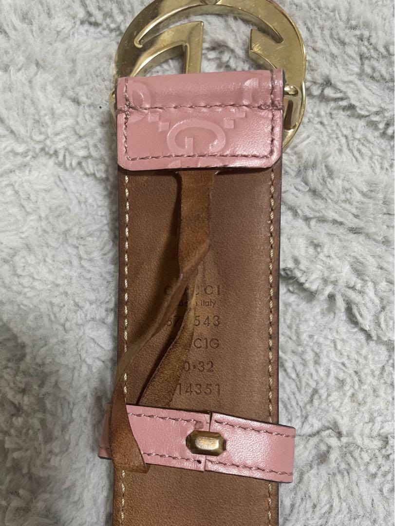 美品GUCCI ダブルGロゴ ピンクレザーベルト