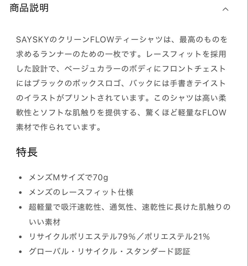 【SAYSKY】Logo Flow T-shirt 【Sサイズ】