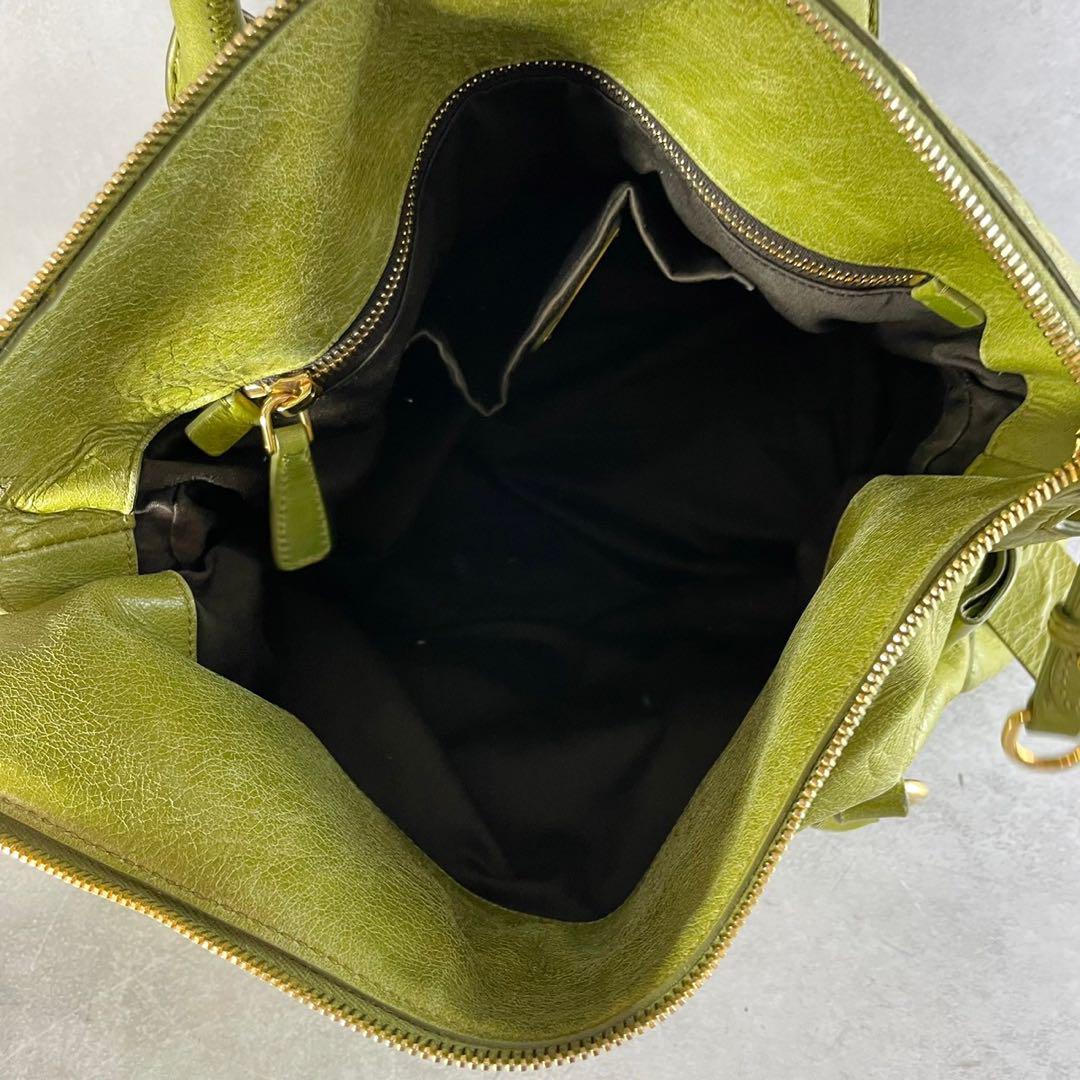 Miu Vitello Lux 2Way Handbag Shoulder Bag Side Ribbon Y2K