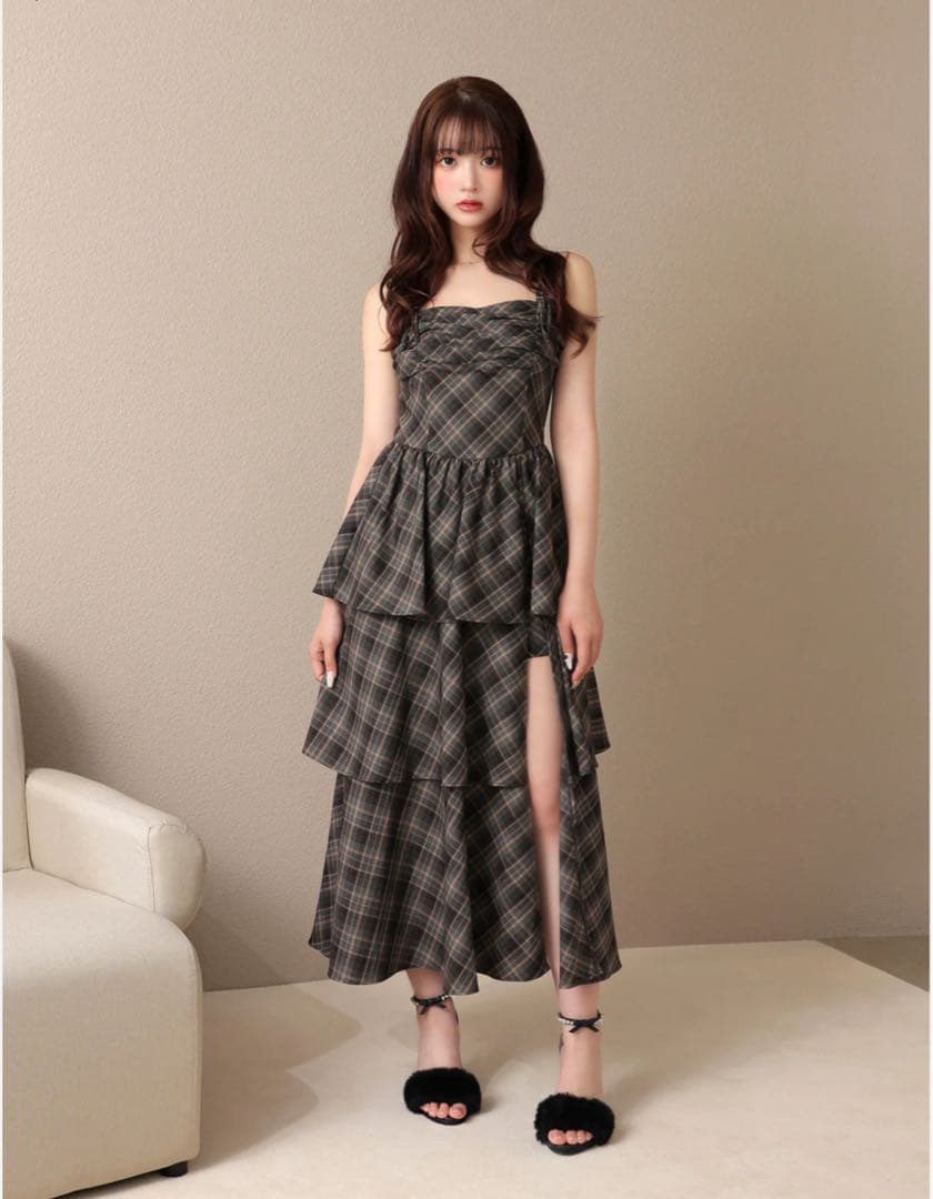 M me eme ダブルストラップスリットワンピース SIZE