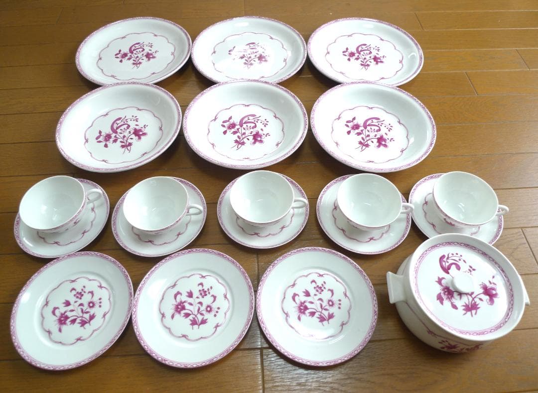 ★ポーセリン・ド・パリのデコール・ヴィユー・シーヌ・ローズ 20点 1970年頃