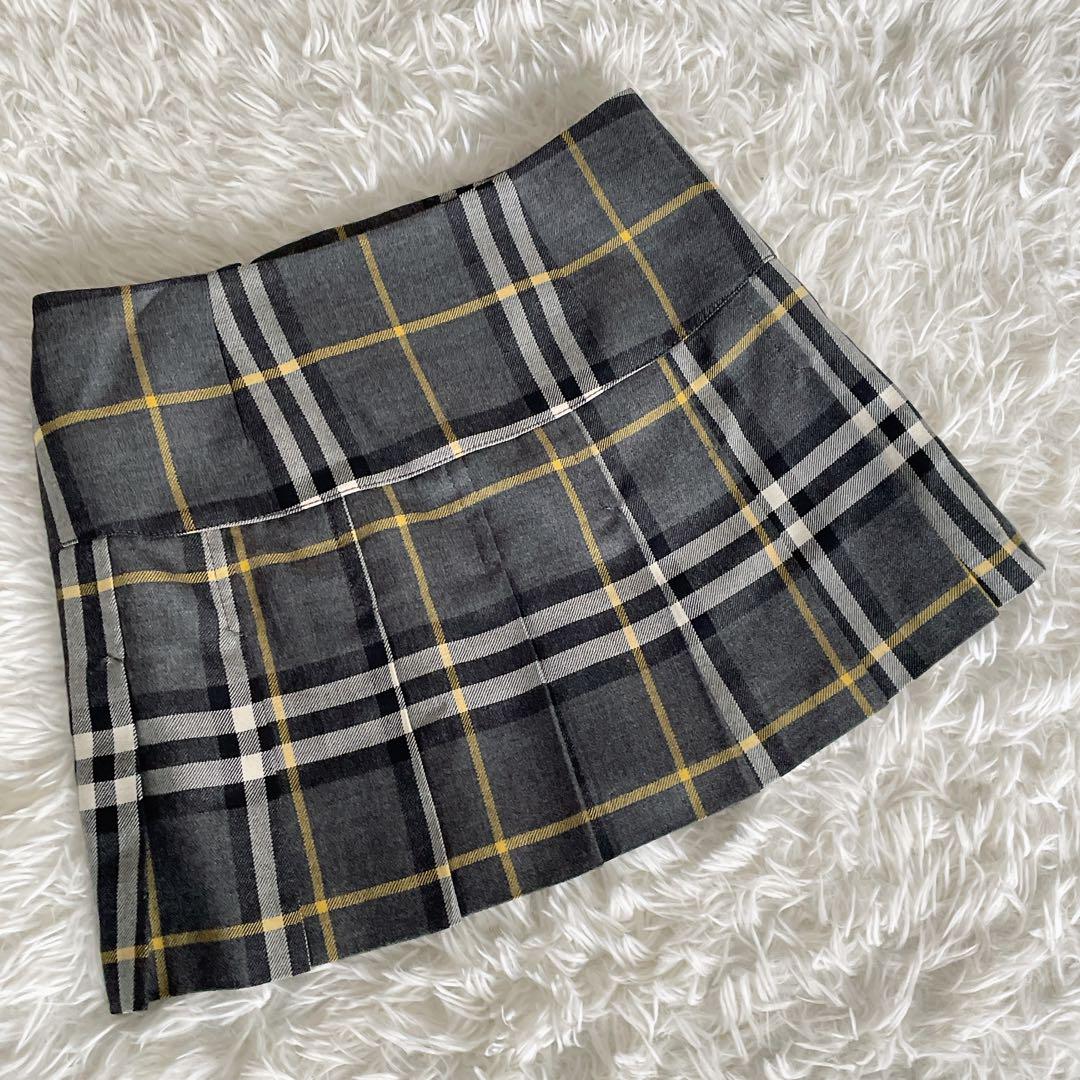 希少✨美品【バーバリーブルーレーベル】ベルト付きプリーツスカート ノバチェックS