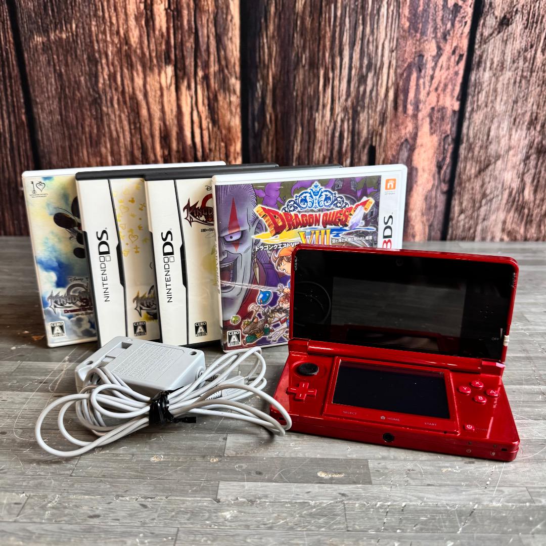 ニンテンドー3DS本体 フレアレッド 充電器付き ソフト3つ