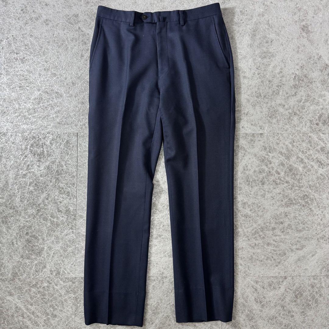 美品 ONLY 鹿の子 ネイビー スーツ セットアップ L相当 春夏 背抜き