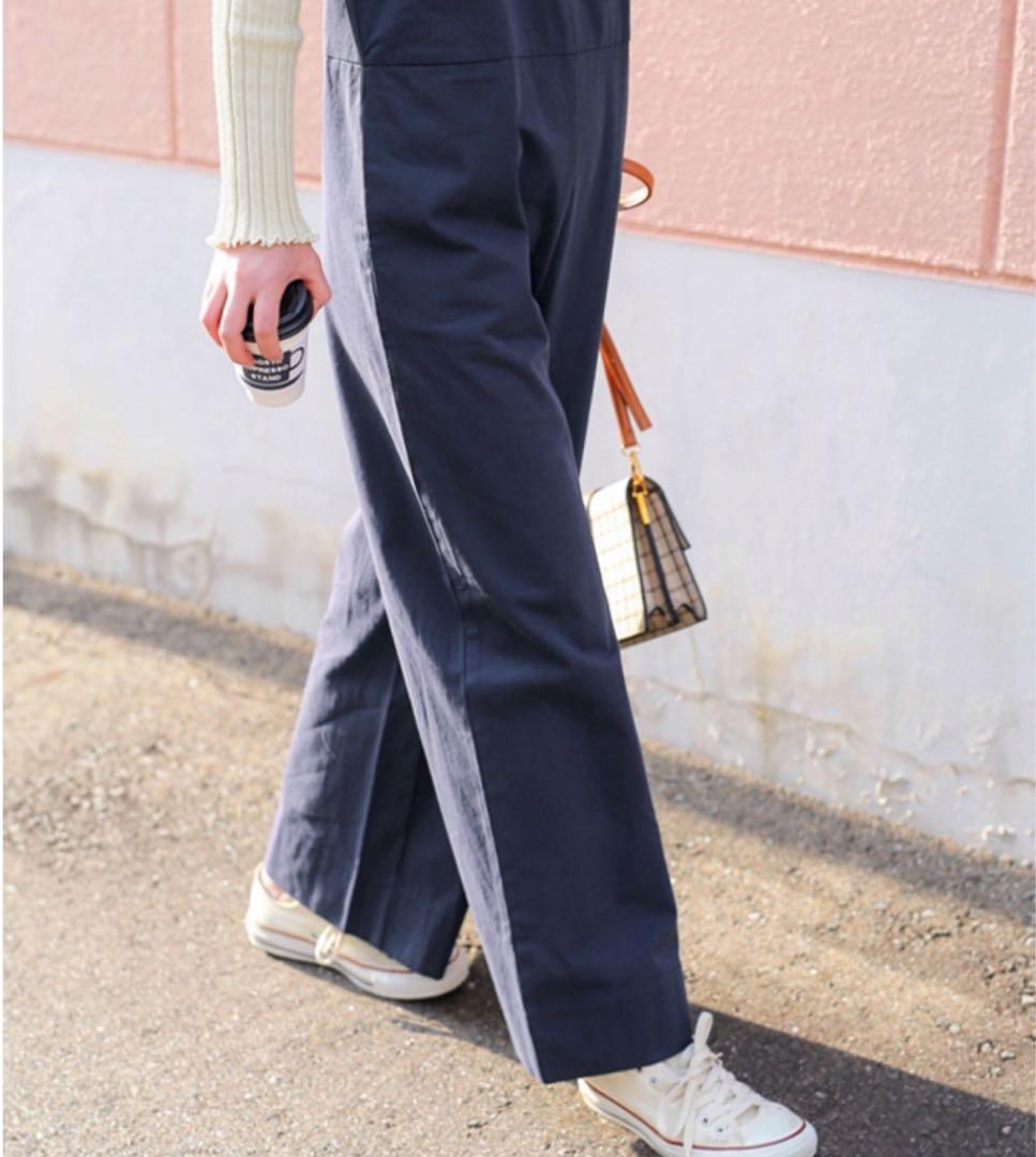 ネイビー サロペット ワイドレッグ MOCA NAVY ストライプ ネイビー サロペット ワイドレッグ MOCA NAVY ストライプ