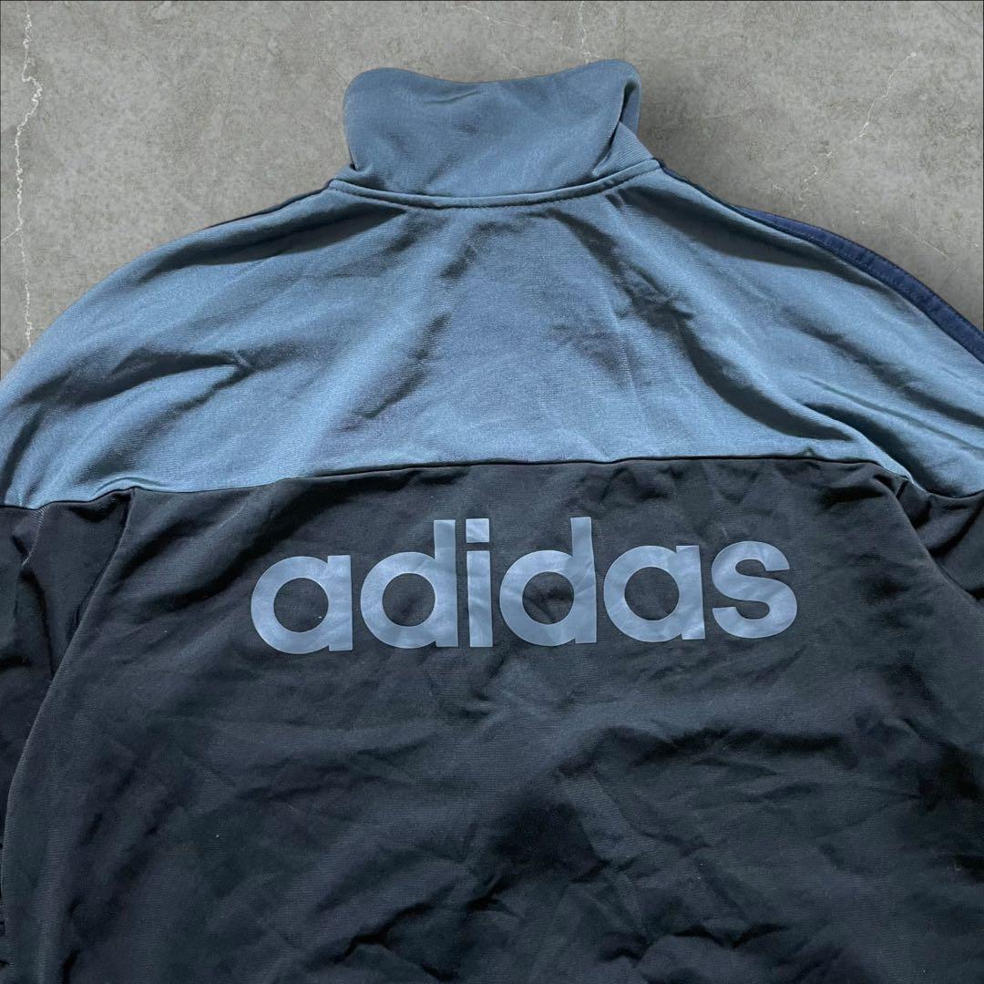 adidas トラックジャケット 切替デザイン 刺繍ロゴ バックプリントXL相当