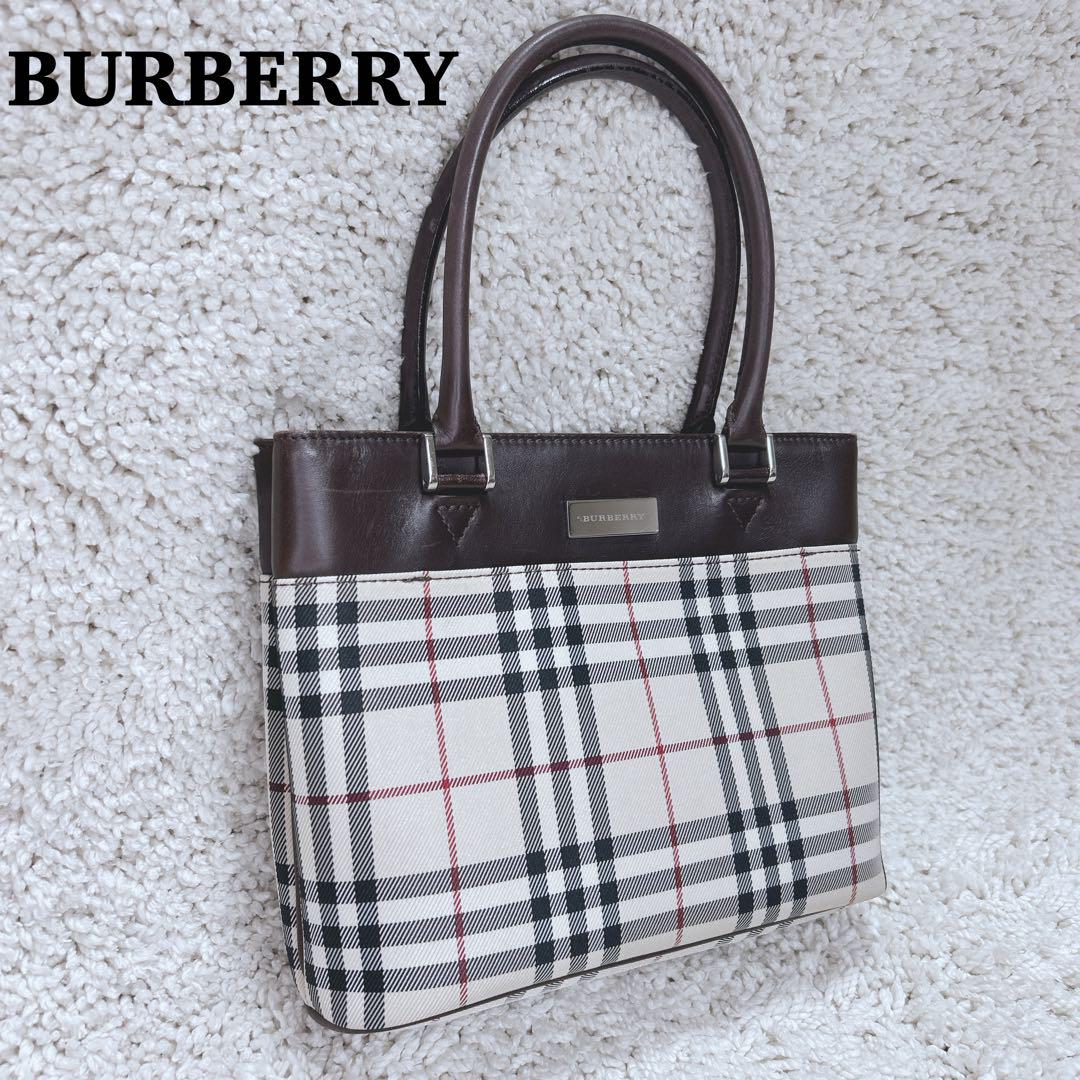 【希少】BURBERRY ノバチェック　ハンドバッグ キャンバス　レザー バッグ