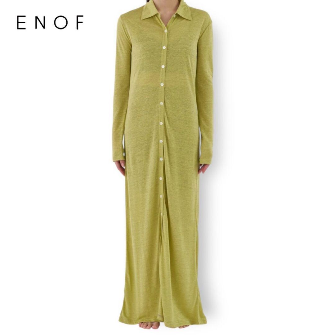 ENOF 麻100% linen long cardigan ワンピース M