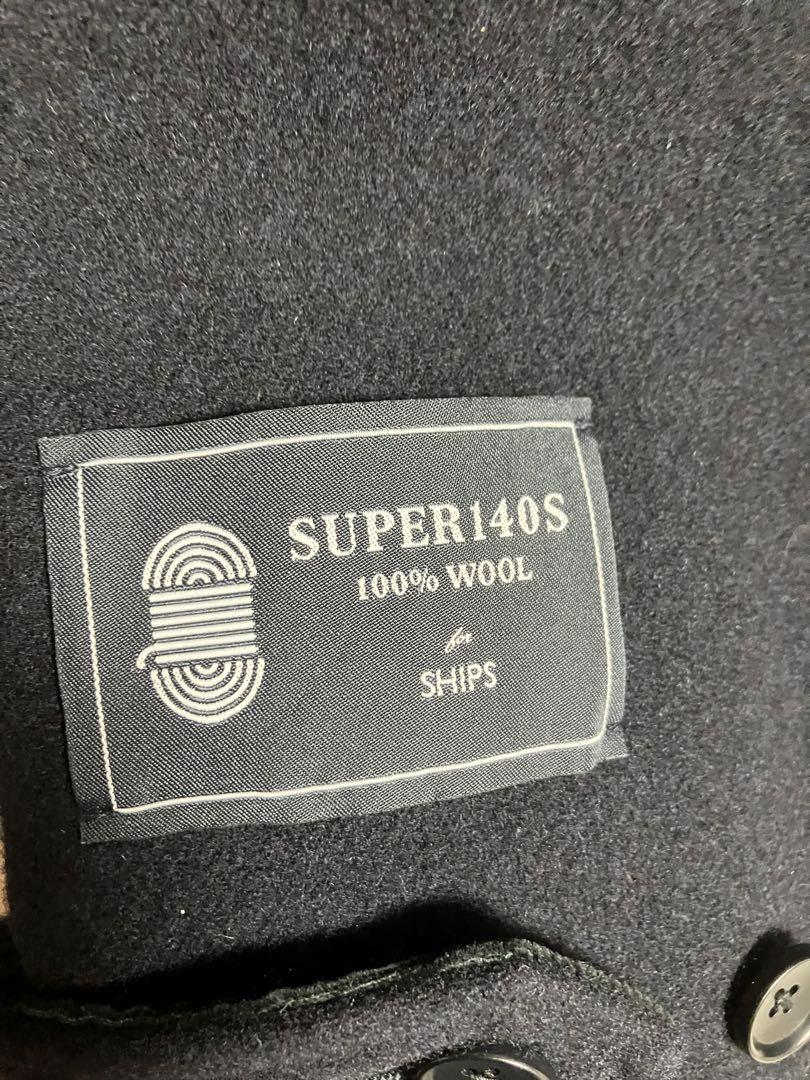 SHIPS SUPER140S ウールコート ネイビー