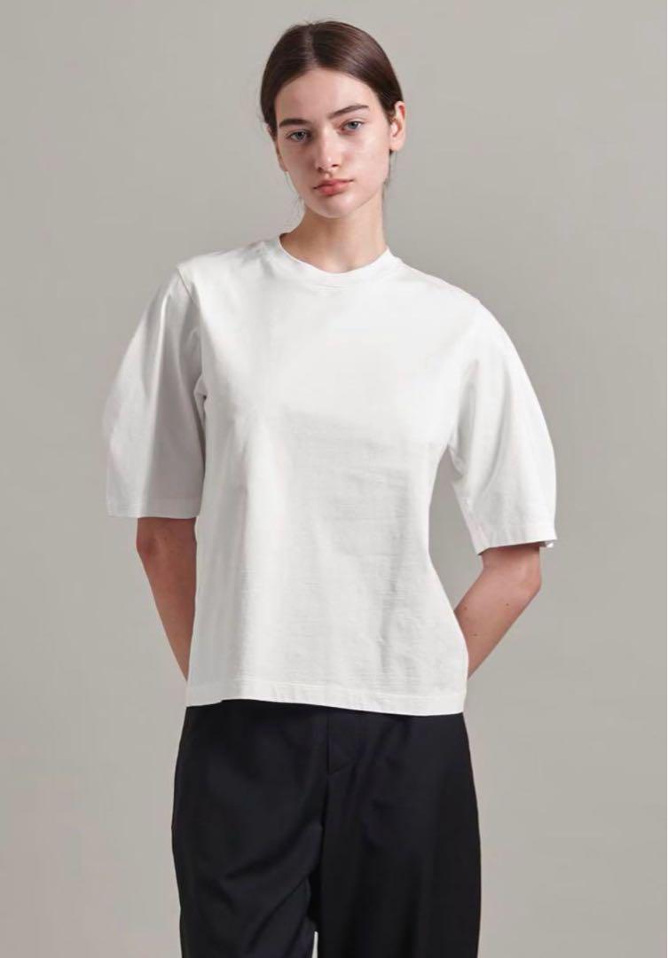 【美品】★ロエフLOEFF コットンクレセントスリーブ Tシャツ ホワイト